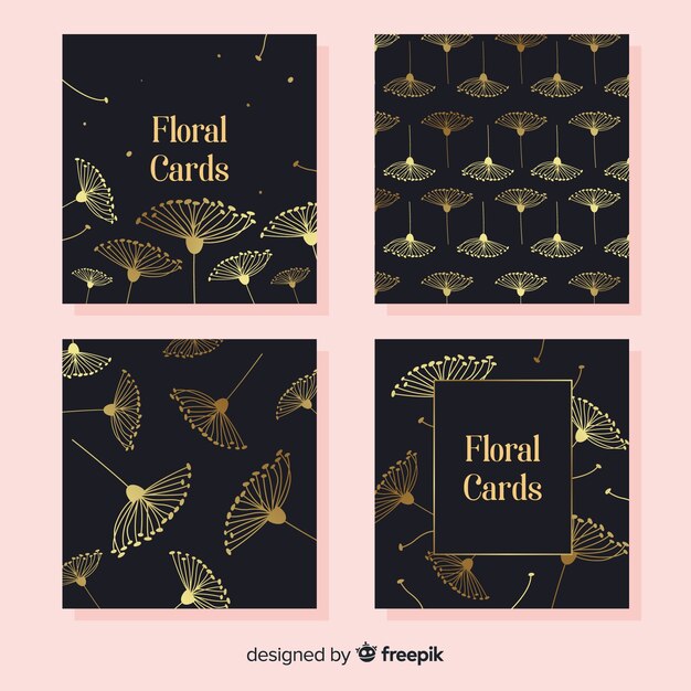 Golden floral cards collection