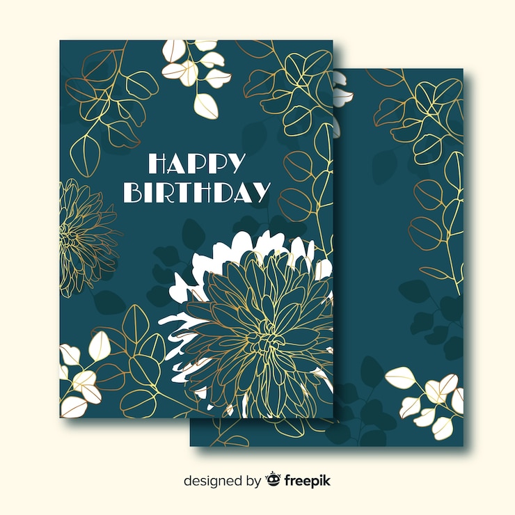 無料Vector 黄金の花カードコレクション