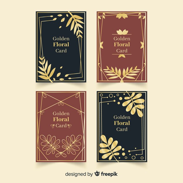 Golden floral cards collection