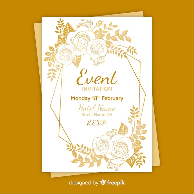 Free vector golden floral cards