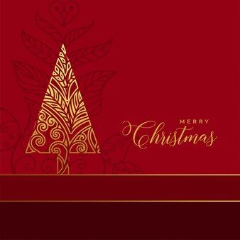 Golden floral christmas tree decoration background