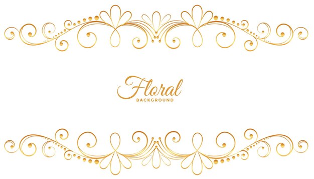 Golden floral decoration on white background