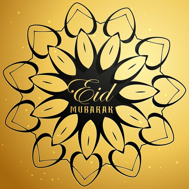 Golden floral eid mubarak design