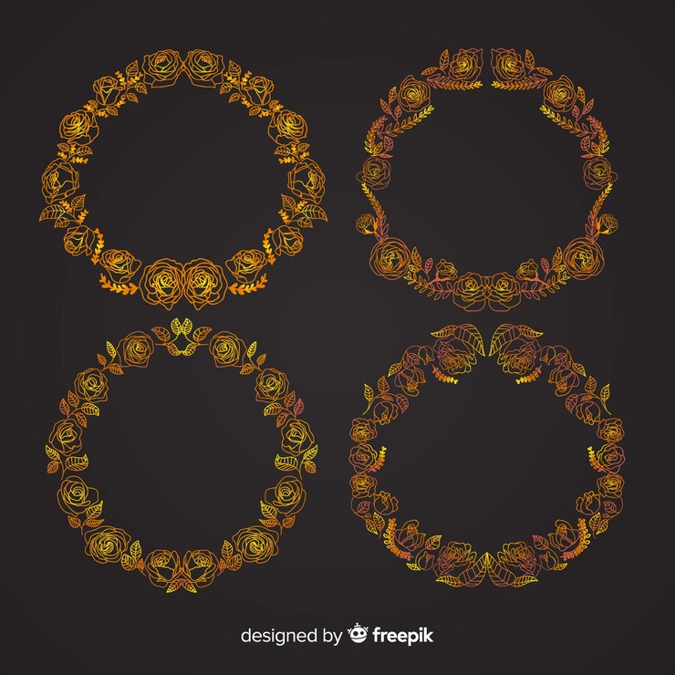 Free Vector golden floral frame pack