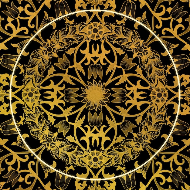 Golden floral pattern remix from artwork by William Morris