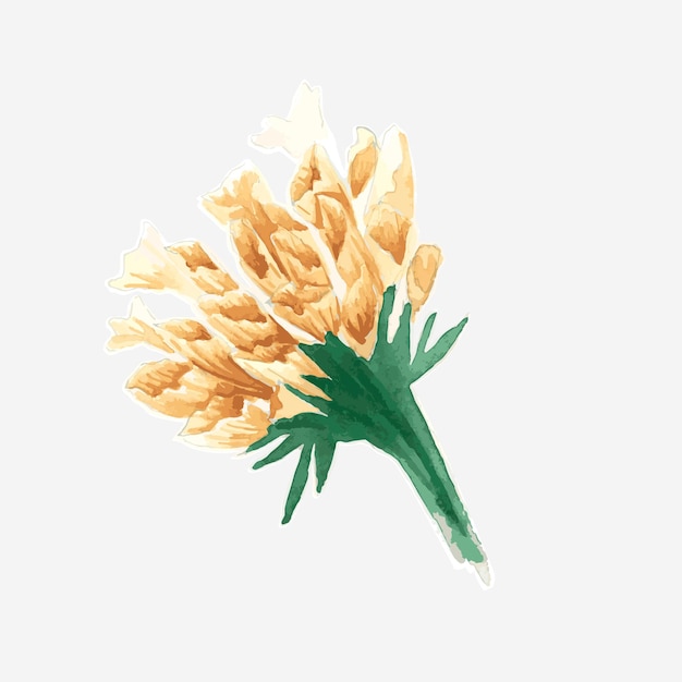 황금 꽃 꽃다발 벡터 수채화 장식 스티커