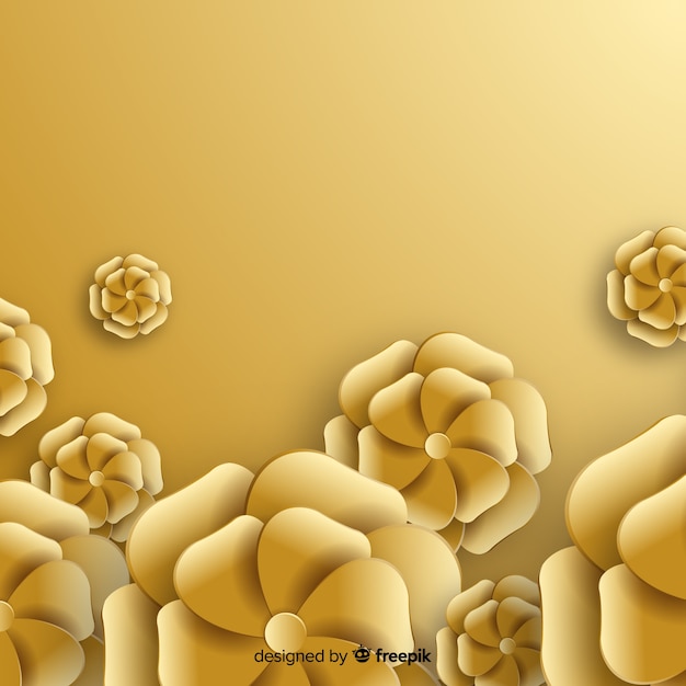 Golden flowers background flat style