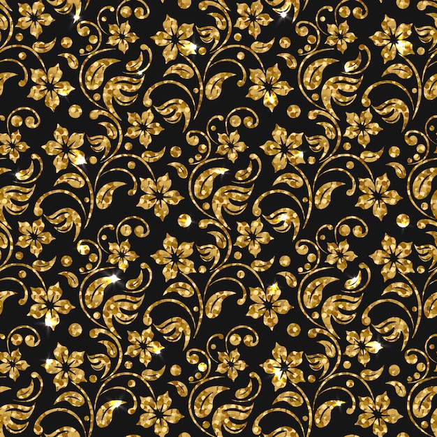 Free vector golden flowers pattern background