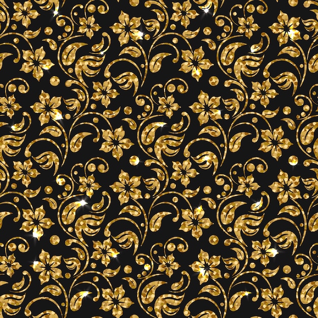 Golden flowers pattern background