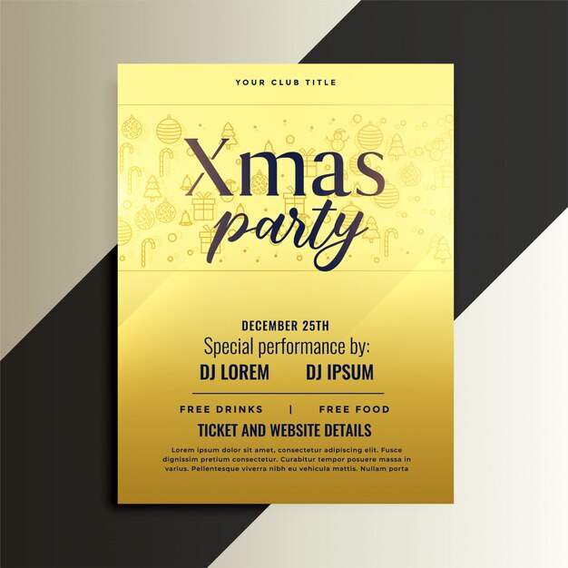 Golden flyer design for christmas festival