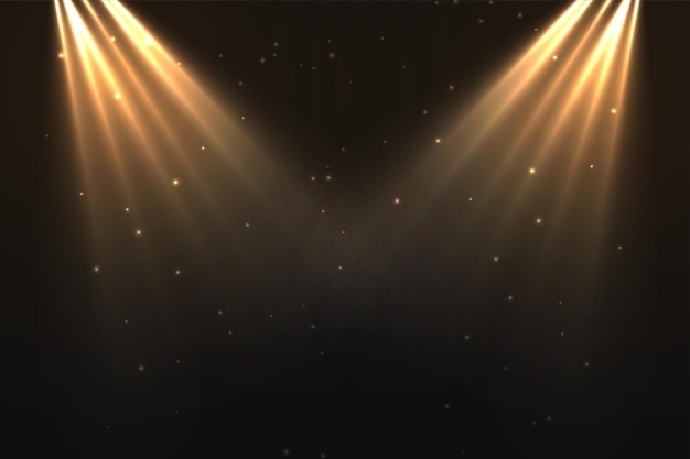 Golden focus lights with sparkle dust background