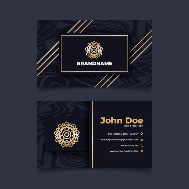 Golden foil flower business card template