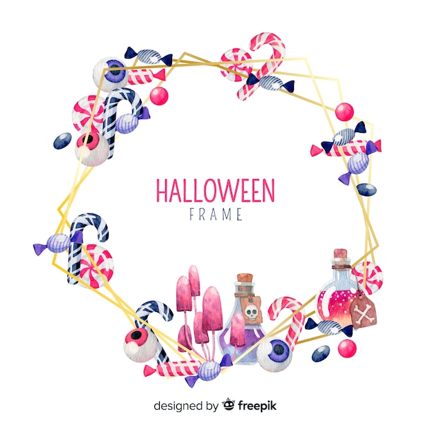 Free vector golden frame of halloween