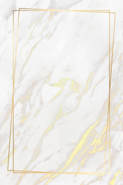 Free vector golden frame on marble background