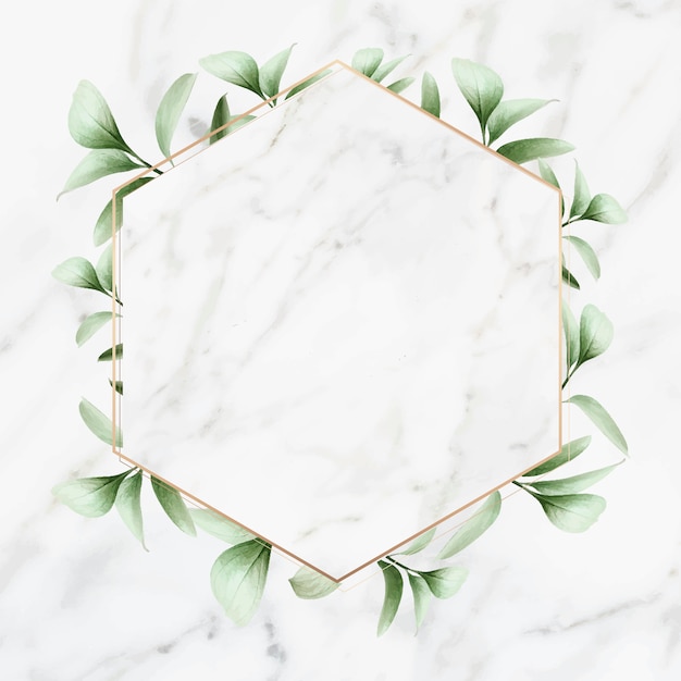 Golden frame on marble background