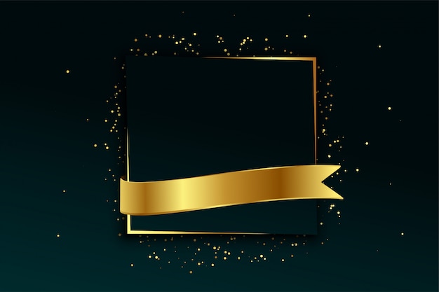 Golden frame and ribbon background with text space