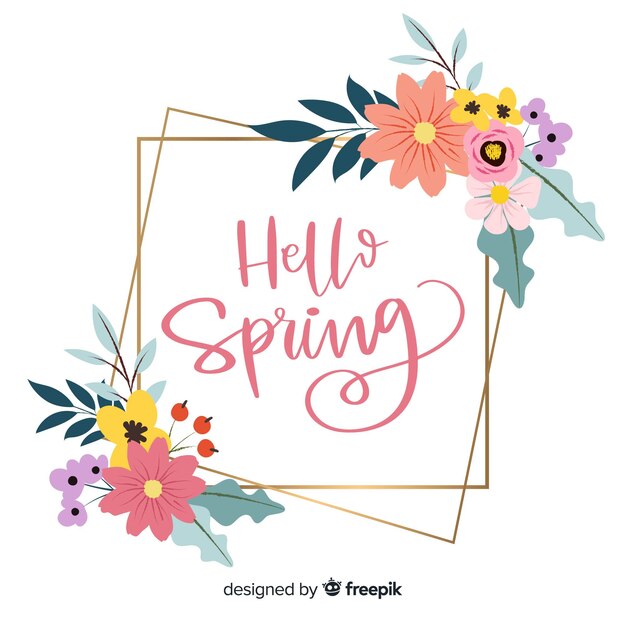 Golden frame spring background