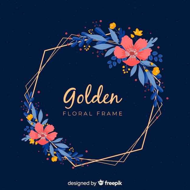 Golden frame with flowers