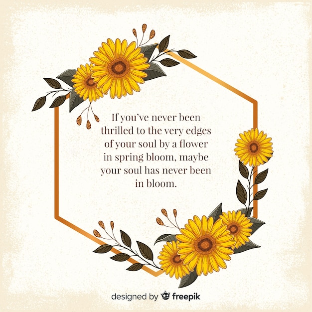 Free vector golden frame with flowers