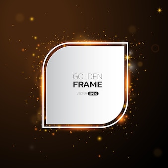 Golden frame with lights effects,shining luxury banner.