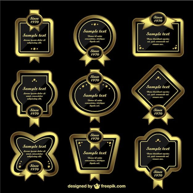 Free vector golden framed labels