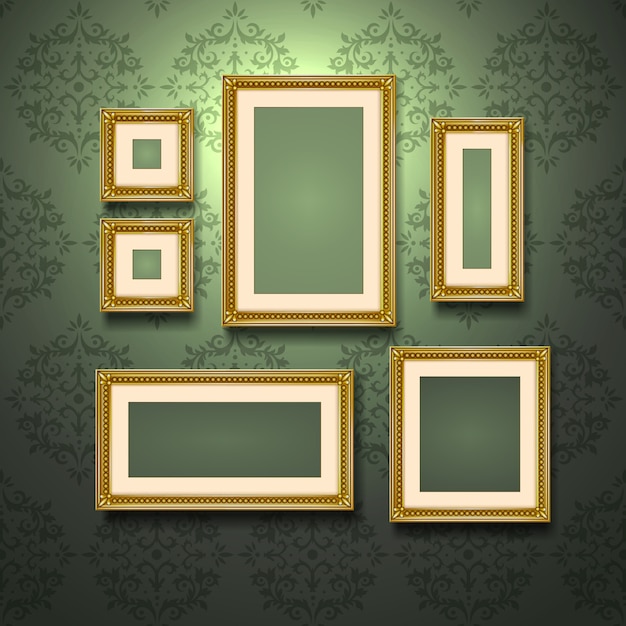 Free vector golden frames on wall