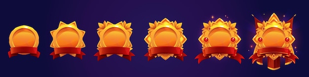 Golden game avatar frames award badges ui icons