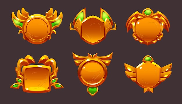 Free vector golden game award badges level ui icons prize