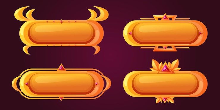 Free Vector golden game buttons set isolated on black