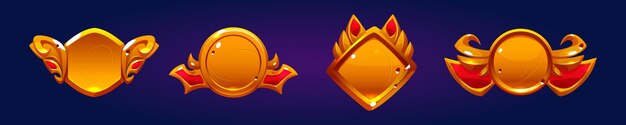 Golden game buttons with fantasy frames