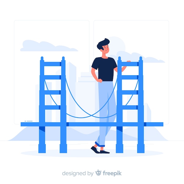 Free vector golden gate bridge concept illustration