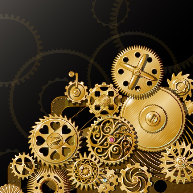 Free vector golden gears composition