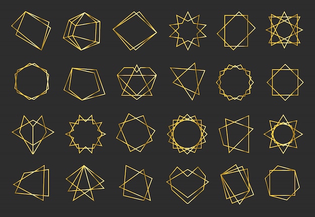 黄金の幾何学的なフラットフレームセット