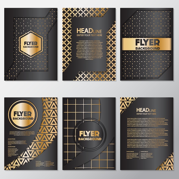 Golden geometric flyers design