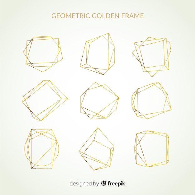 Vettore gratuito pacchetto cornice geometrica dorata