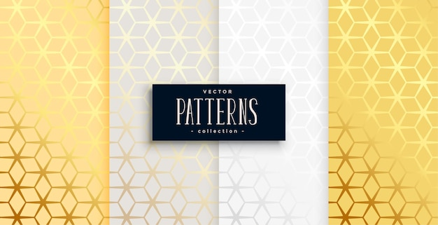 Golden geometric hexagonal pattern set of four