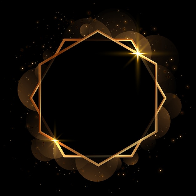 Free vector golden geometric invitation blank frame background