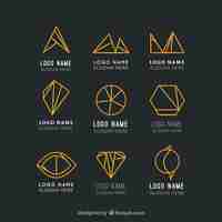 Free vector golden geometric logos in monoline style