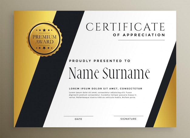 Золотой геометрический многоцелевой премиум-сертификат