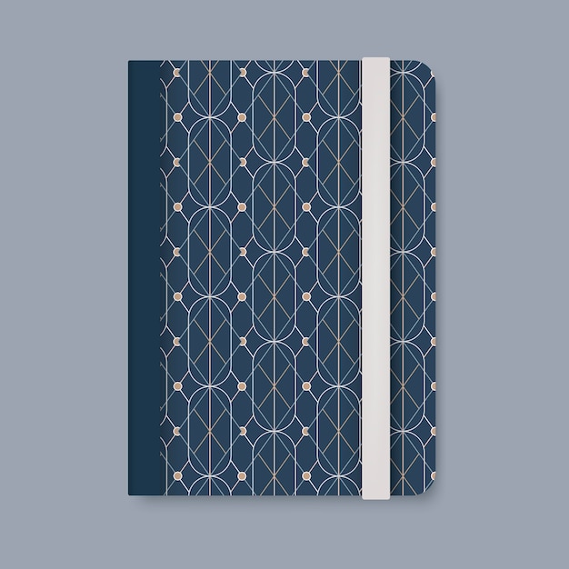 Free vector golden geometric pattern cover of a blue diary vector
