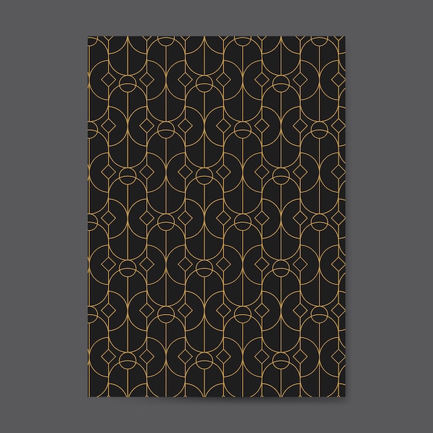 Golden geometric seamless pattern on a black card