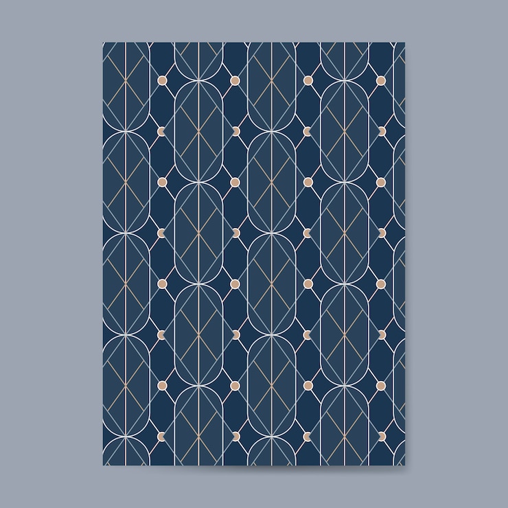 Free Vector golden geometric seamless pattern on a blue card