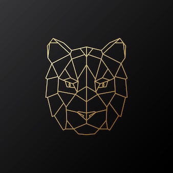 Golden geometric tiger head.