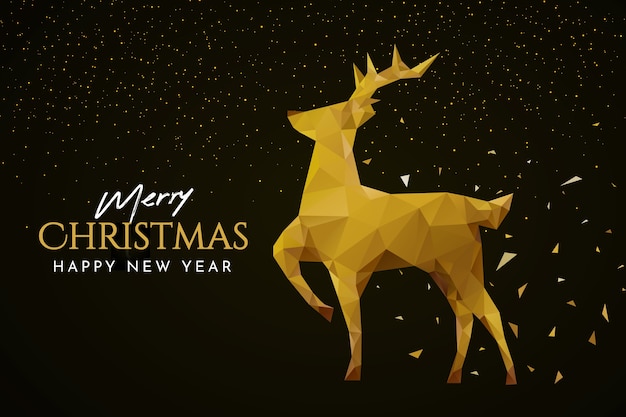 Free vector golden geometrical christmas reindeer