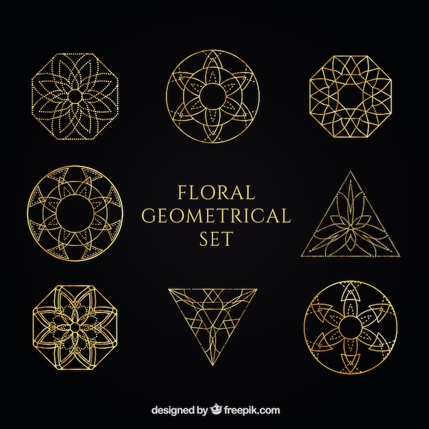 Бесплатное векторное изображение Золотой геометрический орнамент пакет