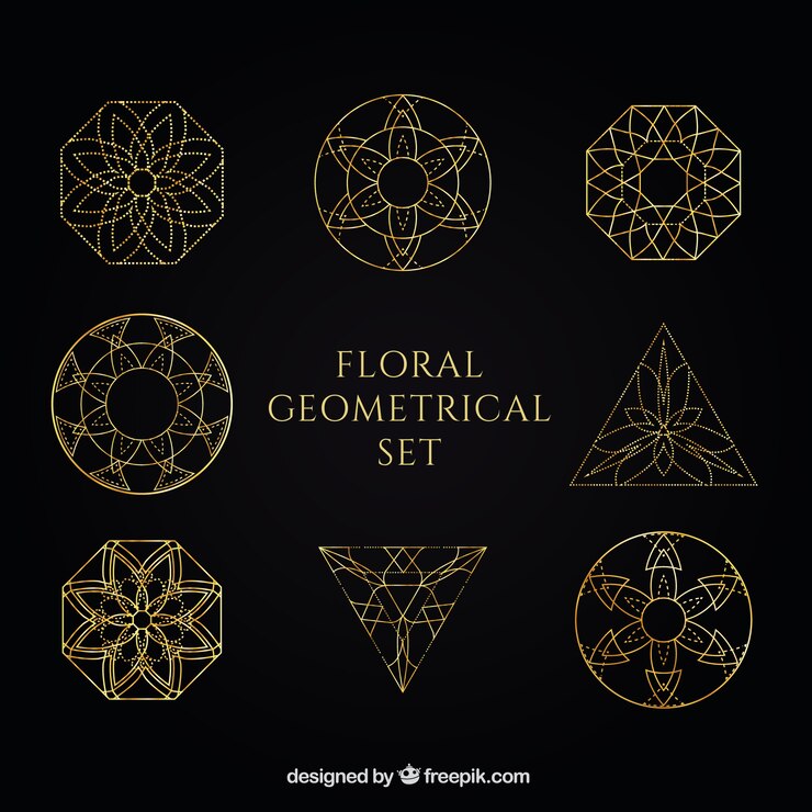 Free Vector golden geometrical ornaments pack
