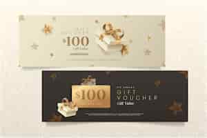 Free vector golden gift voucher template pack