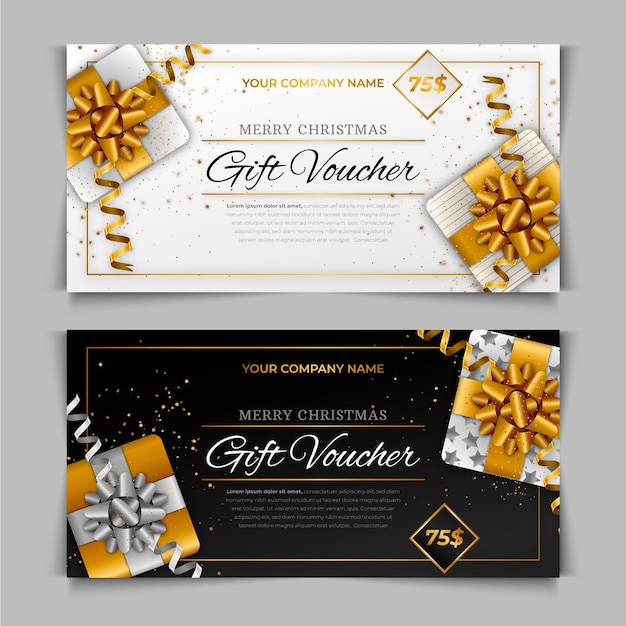 Free vector golden gift voucher template set