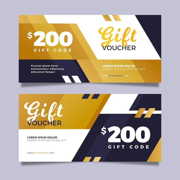 Golden gift voucher template with code