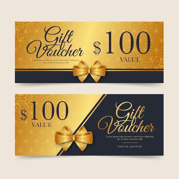 Free vector golden gift voucher template